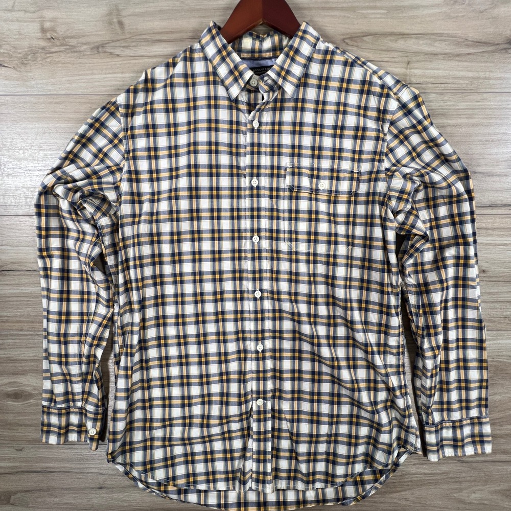 Banana Republic Slim Fit Custom 078 Wash Plaid Button Down Shirt Mens Large L